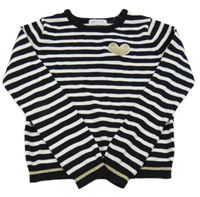 Čierno-biely pruhovaný sveter so srdcem H&M