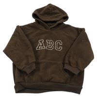 Hnedá fleecová mikina s písmeny a kapucňou