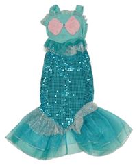 Kockovaným - Tyrkysové šaty s flitry - mořská panna