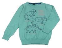 Tyrkysový sveter s dinosaurami Kiki&Koko