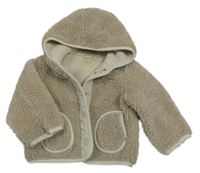 Béžová huňatá zateplená bunda s kapucňou Zara