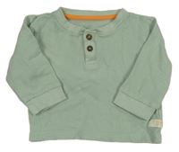 Světlezelené žebrované triko s knoflíky