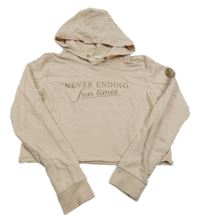 Světlehnědá crop mikina s nápisem a kapucí H&M