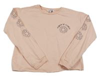 Ružová ľahká crop mikina s kvetinami