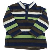 Hnedo-tmavomodro-zelená pruhovaná fleecová mikina Mothercare