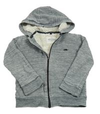 Šedá melírovaná zateplená propínací mikina s kapucí M&S