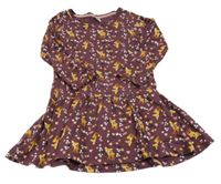 Vínové kvetované bavlnené šaty so srnkami Kiki&Koko