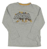 Sivé melírované tričko s medvěďom s nápisom Vertbaudet