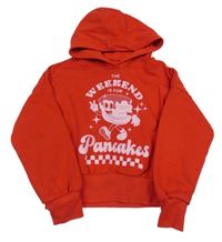 Červená oversize mikina s palačinkami a kapucí F&F