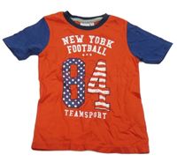 Červeno-tmavomodré tričko s číslom Blue Seven