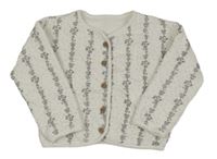 Bílá puntíkatá prošívaná zateplená propínací mikina s květy George