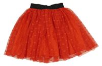 Červená tylová sukňa so srdiečkami