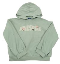 Svetlozelená mikina s nápisom s kvetmi a kapucňou Okaidi