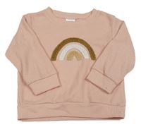 Ružová rebrovaná mikina s dúhou