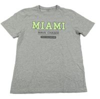 Šedé melírované tričko s nápisem Yigga