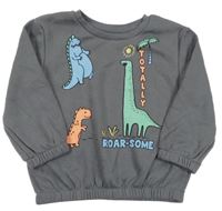 Tmavosivá mikina s dinosaurami Primark