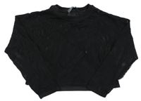 Čierne sieťované crop tričko s všitým topem Primark