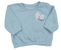 Svetlomodrá mikina so srdcem s nápisom Primark