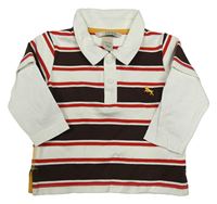 Smetanovo-hnědo-červené pruhované polo mikinotriko H&M