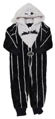 Černo-bílá chlupatá kombinéza s kapucí - Jack Skellington - Ukradené Vánoce Matalan