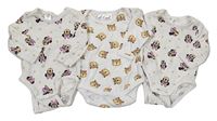 3x body - 2x smetanové puntíkaté s Minnie + bílé s medvědy