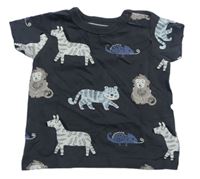 Antracitové tričko so zvířaty C&A