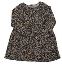 Tmavošedo-farebné kvetované šaty H&M
