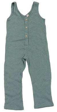 Zelený rebrovaný nohavicový overal Zara