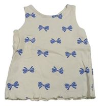 Smotanový rebrovaný top s modrými mašľami H&M