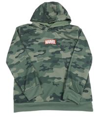 Khaki army mikina s nápisem a kapucí Marvel