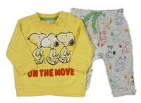 2 set - Žltá mikina so Snoopym + sivé vzorované tepláky