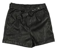 Černé koženkové kraťasy s páskem Primark