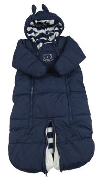 2v1- Tmavomodrý šusťákový fusak/kombinéza s kapucí H&M