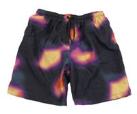 Čierno-fialovo-žlté plážové kraťasy Primark