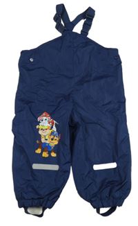 Tmavomodré šusťákové zateplené laclové kalhoty s Tlapkovou patrolou Nickelodeon