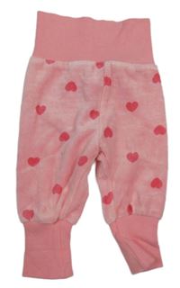 Ružové zamatové tepláky so srdiečkami H&M