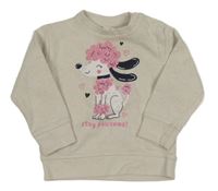 Smetanová mikina s pudlem