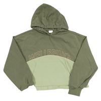 Zeleno-khaki crop mikina s nápisom a kapucňou S. Oliver
