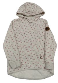 Šedá melírovaná květovaná mikina s kapucí Topolino