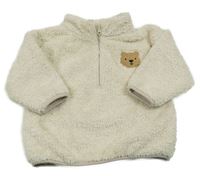 Smetanová chlupatá mikina s medvědem Next