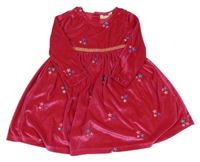 Ružové zamatové šaty s výšivkami hvězd Jojo Maman Bébé