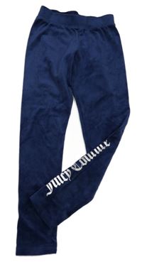Tmavomodré sametové tepláky s logem Juicy Couture