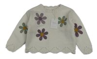 Nové - smetanový svetr s květinami sfera