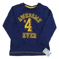 Nové - modré triko s nápisem a číslem Mothercare