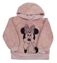 Růžová chlupatá mikina s Minnie a kapucí Disney