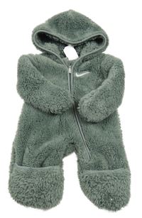 Khaki chlupatá kombinéza s logem a kapucí Nike