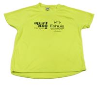 Neónově žlté športové tričko s nápisom