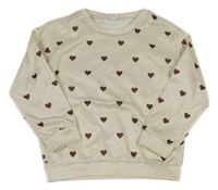 Smotanová mikina so srdiečkami shein