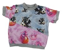 Sivo-ružové tričko s drakmi