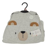 Nové - šedý žebrovaný sametový zateplený spací pytel s medvěďom F&F